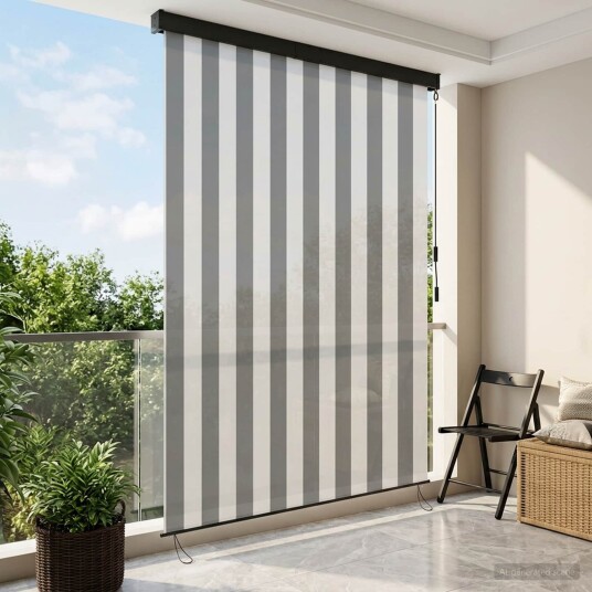 vidaXL Rullegardin Antrasitt og Hvit 140 x 250 cm Stoff og Aluminium