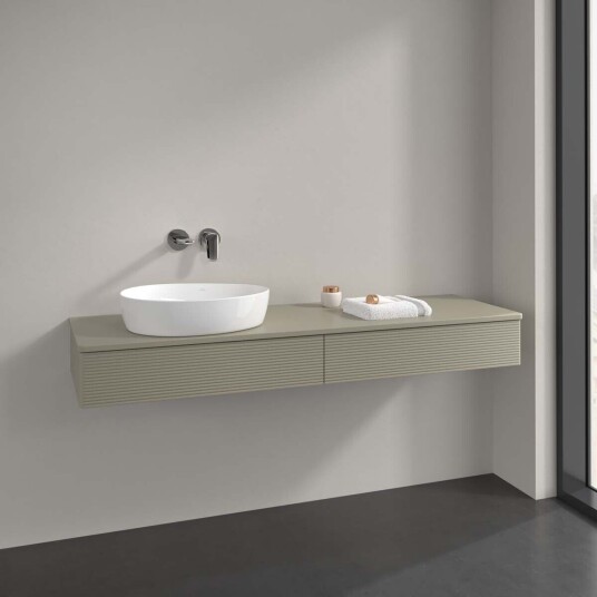 Villeroy & Boch Antao Servantskap med 2 skuffer 160x50x19 cm u/lys Steingrå Matt Villeroy & Boch Antao Servantskap med 2 skuffer 160x50x19 cm u/lys Steingrå Matt