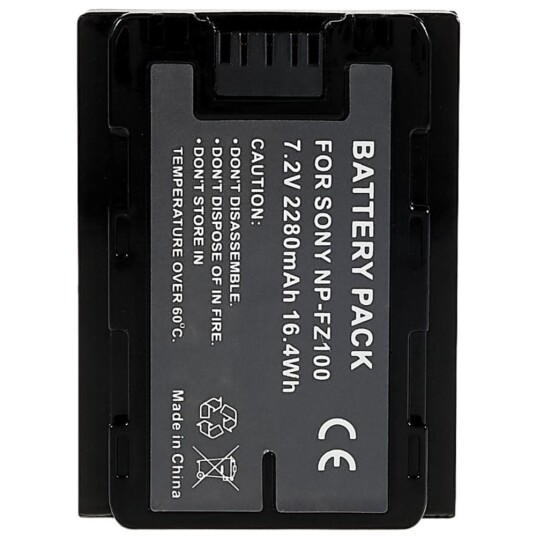 NP-FZ100 batteri til Sony A7M3/A7R3/A7R111/ILCE-9/A6600/A9M2 osv