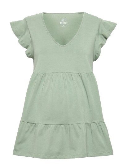 GAP Maternity Flutter Sleeve Top - Green - S GAP Maternity Flutter Sleeve Top - Green - S