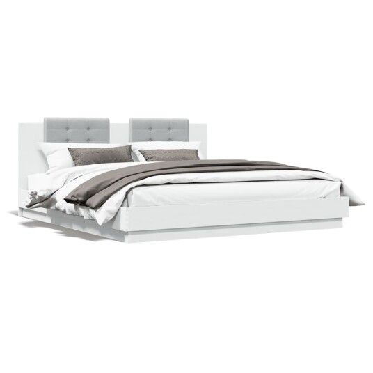 Sengeramme med hodegavl hvit 180x200 cm konstruert tre 8721012276338
