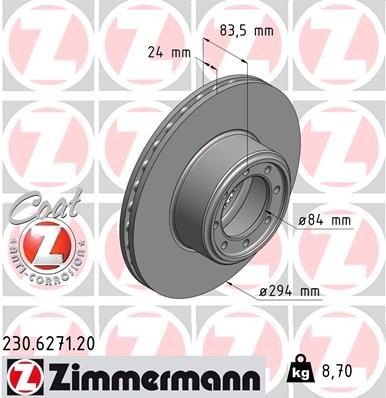 Bremseskive ZIMMERMANN 230.6271.20