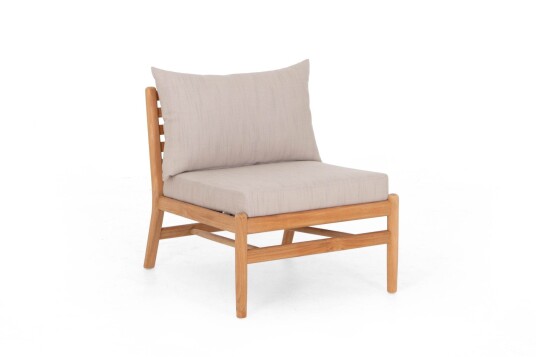 Sunzo Hampton enkelt modul Teak med beige pute 63 x 68 x 78 cm Natur
