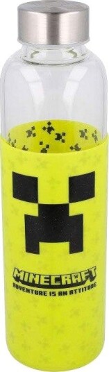 Minecraft Glassflaske med Silikondeksel 585 ml