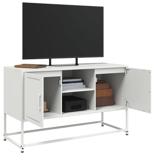 TV-benk hvit 100,5x39x60,5 cm stål 846517