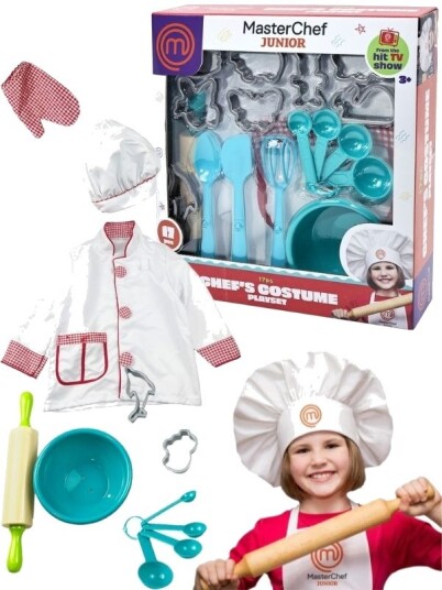 Masterchef Junior Kokkekostyme 17 Delers Rolleleksett Med Kokkejakke Og Bakeutstyr