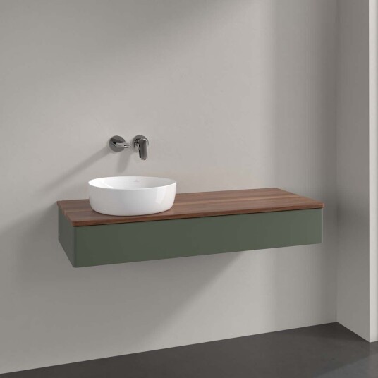 Villeroy & Boch Antao Servantskap med 1 skuff 120x50x19 cm u/lys Grønn Matt/Valnøtt Villeroy & Boch Antao Servantskap med 1 skuff 120x50x19 cm u/lys Grønn Matt/Valnøtt