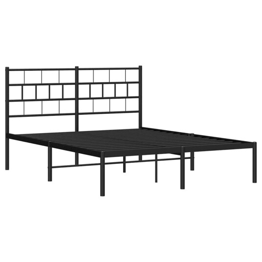 vidaXL Sengeramme i metall med hodegavl svart 135x190 cm 8721012188594