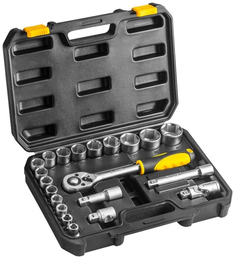 PIPESETT 1/2" 21deler 1/4 m/SKRALLE m/KOFFERT TOPEX