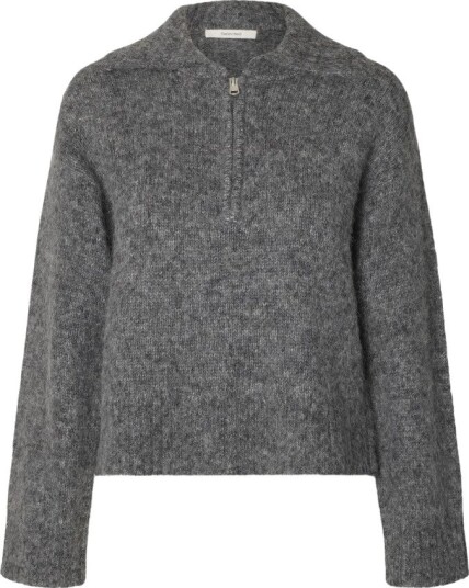 Selected Slwanjuli Ls Knit Half Zip Grey S Selected Slwanjuli Ls Knit Half Zip Grey S