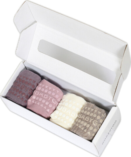 GoBabyGo Sokker i Ull 4 pk Combo box Purple/ Rose/ Snow/ Sand