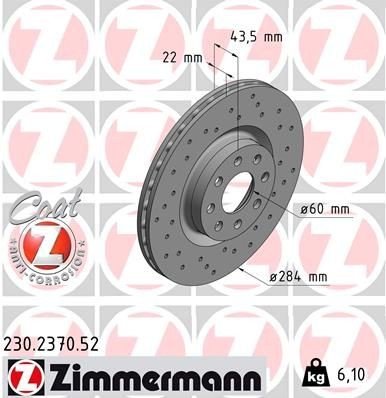 Bremseskive ZIMMERMANN 230.2370.52 Bremseskive ZIMMERMANN 230.2370.52
