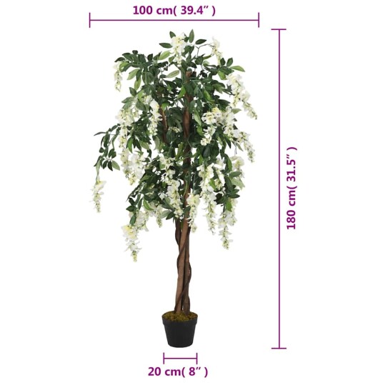 Kunstig blåregntre 1260 blader 180 cm grønn og hvit Kunstig blåregntre 1260 blader 180 cm grønn og hvit
