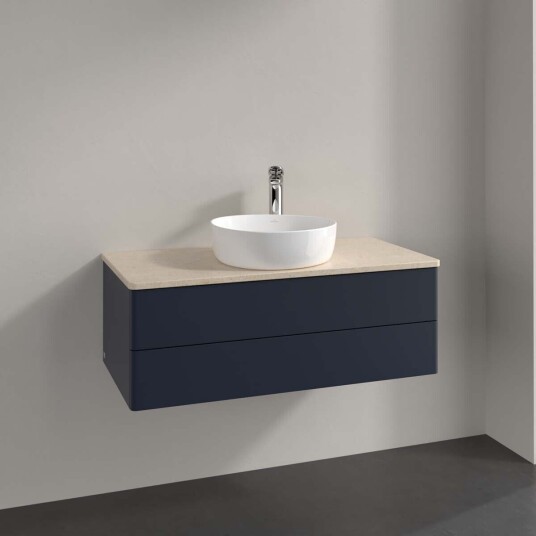 Villeroy & Boch Antao Servantskap med 2 skuffer 100x50x36 cm u/lys Blå Matt/Crème Villeroy & Boch Antao Servantskap med 2 skuffer 100x50x36 cm u/lys Blå Matt/Crème
