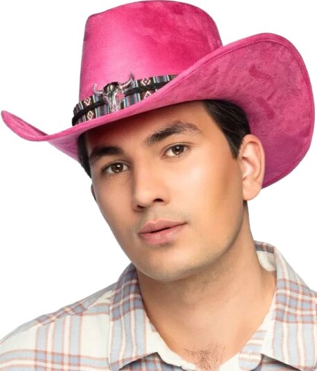 Rosa Cowboyhatt med Snor og Emblem