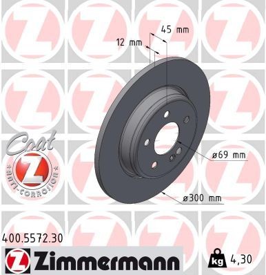 Bremseskive ZIMMERMANN 400.5572.30 Bremseskive ZIMMERMANN 400.5572.30