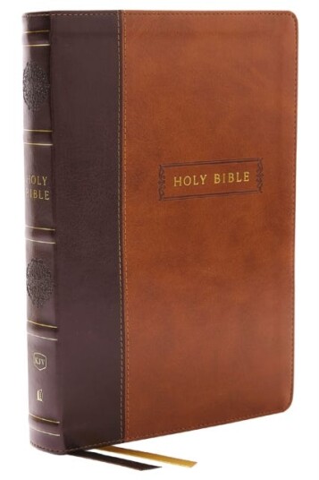 KJV Holy Bible, CenterColumn Reference Bible, Leathersoft, Brown, 73,000+ Cross References, Red Let