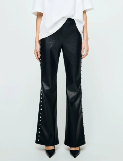 Mango Studded Faux Leather Trousers Black 36 Mango Studded Faux Leather Trousers Black 36