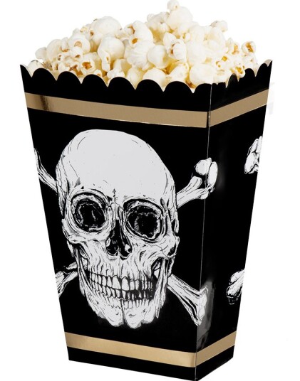 4 stk Popcornbeger med Gullfarget Foliert Kant Golden Pirate