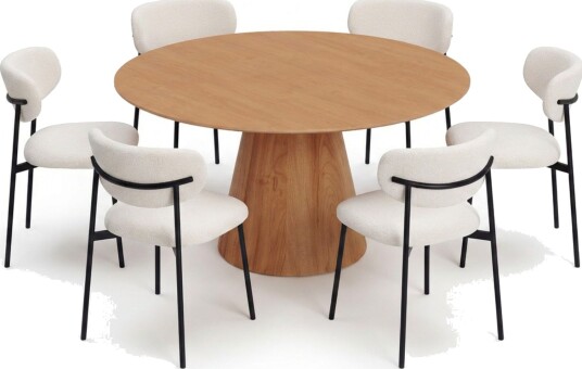 Siena spisegruppe rund 150 cm eik med 6 Lucy spisestoler - Eik