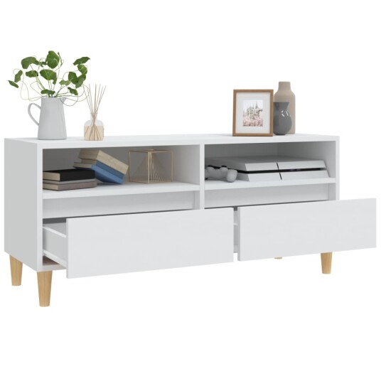 vidaXL TV-benk hvit 100x34,5x44,5 cm konstruert tre vidaXL TV-benk hvit 100x34,5x44,5 cm konstruert tre