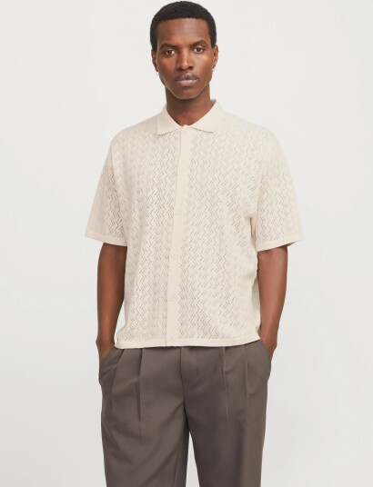 Jack & Jones Jortyler Knit Ss Polo Sn   Cream   L