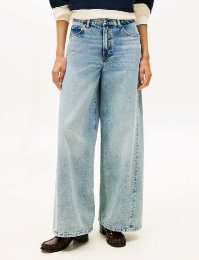 Tommy Hilfiger Dnm Glis 70S Wide Leg Hw Twist Blue 33 x 32