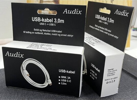 Audix USB-kabel 3m i hvit 411201 Audix USB-kabel 3m i hvit 411201