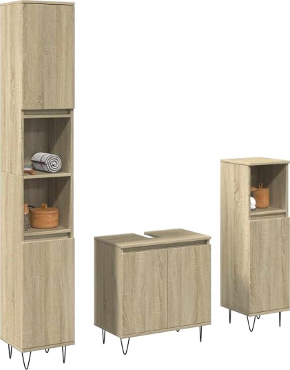 Baderomsskapsett 3 deler sonoma eik konstruert tre 8721158340214