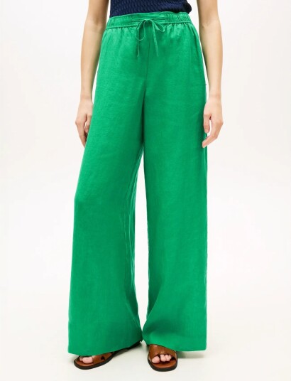 Tommy Hilfiger Ess Linen Pull On Pants Green XS