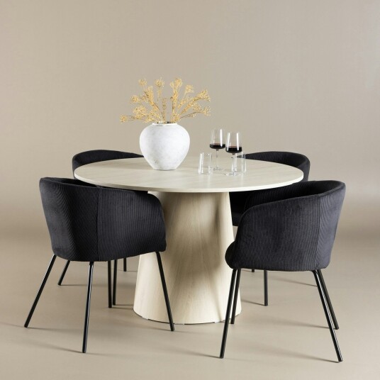 Spisegruppe Venture Home Lanzo Ø120 med 4 stk Berit Stoler