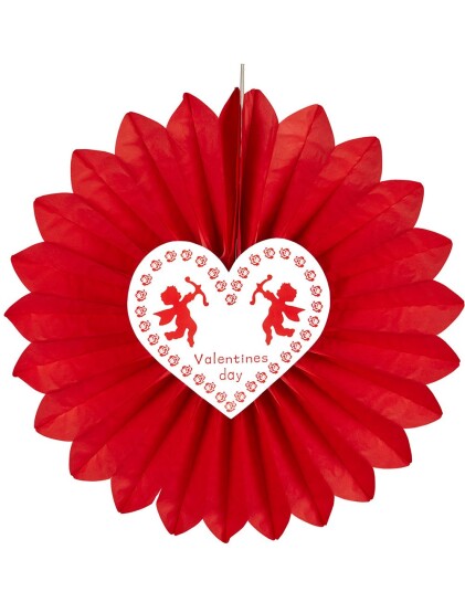 Valentines Day Rød Papirvifte med Hjerte 61 cm