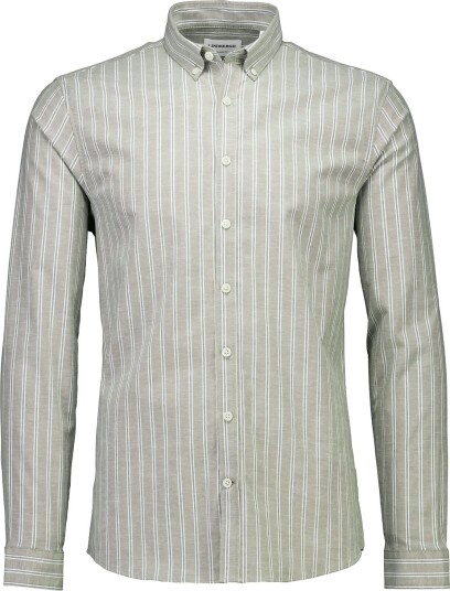 Lindbergh Striped Superflex Oxford L/S Green XL