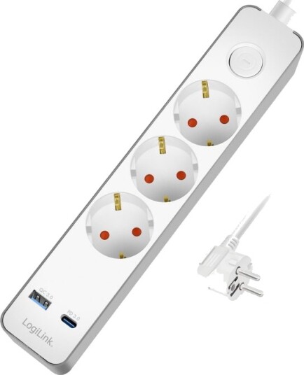 LogiLink 3 veis grenuttak USB A/USB C 1.4m hvit A15820