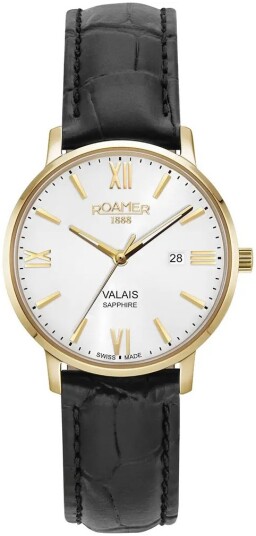 Roamer Monza Dameklokke 958844 48 13 05 Valais Hvit/Lær Ø32 mm