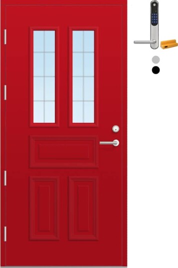 Ytterdør Bygg1 Fjord 04 Slipt Glass med Yale Doorman Classic Home