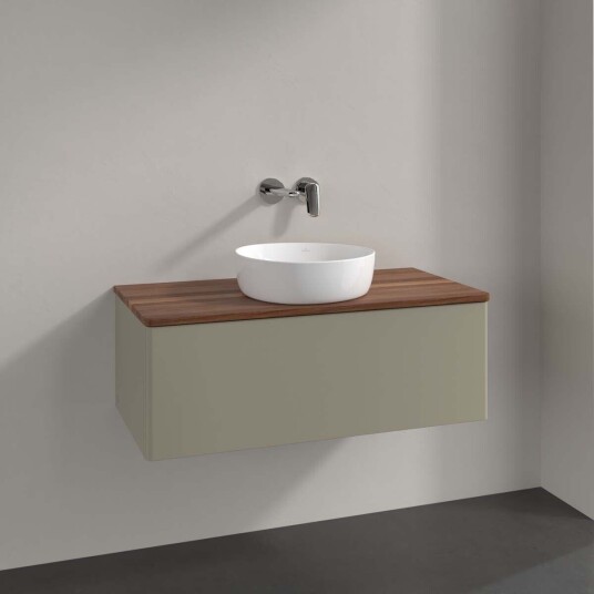 Villeroy & Boch  Antao Servantskap med 1 skuff 100x50x36 cm m/lys Steingrå/Valnøtt