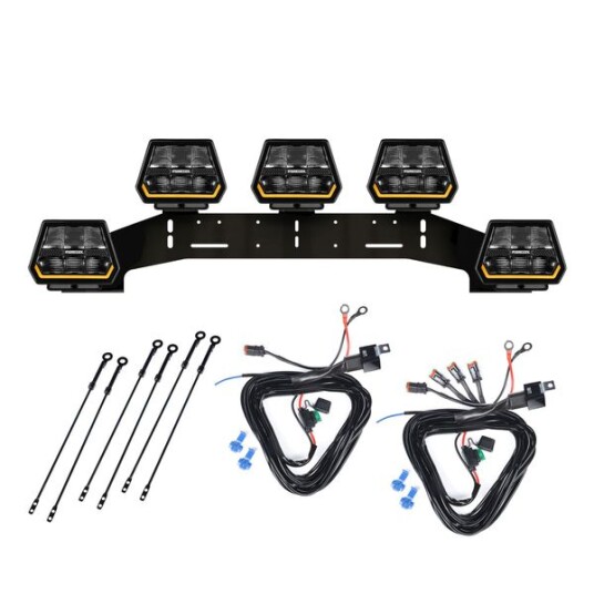 Ekstralys PURELUX Panther 5 Rund / 15 cm / 90W 5 stk Komplett pakke WRC