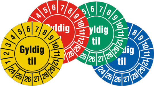 Kontrollmerke - Gyldig til - Flere farger