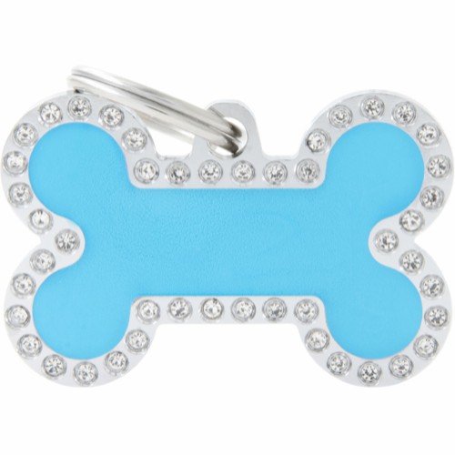 Kattinorge Myfamily Glam Bein Strass ID-merke 38x24 mm Lyseblå