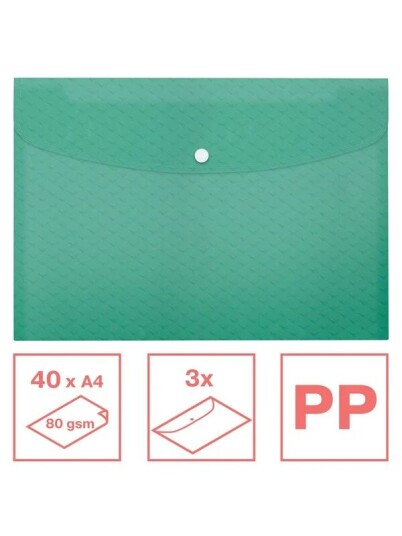 Esselte Colour'Breeze A4 Document Wallet PP Pack of 3 Green