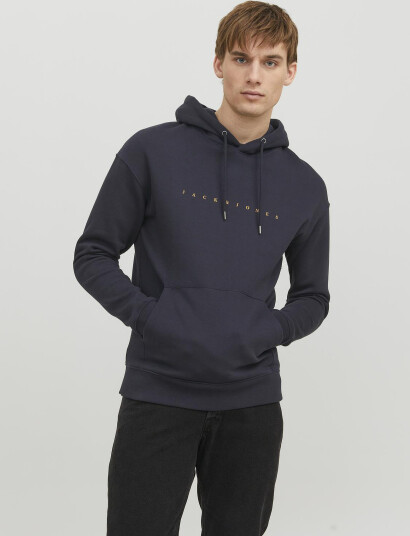 Jack & Jones Jjestar Jj Sweat Hood Noos - Navy - L