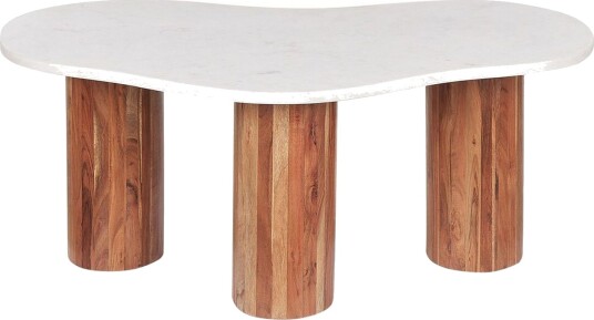 Soffbord Beliani Casablanca White\|\|Light wood -