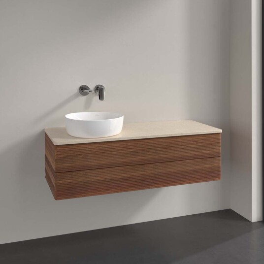 Villeroy & Boch Antao Servantskap med 2 skuffer 120x50x36 cm m/lys Valnøtt/Crème Villeroy & Boch Antao Servantskap med 2 skuffer 120x50x36 cm m/lys Valnøtt/Crème
