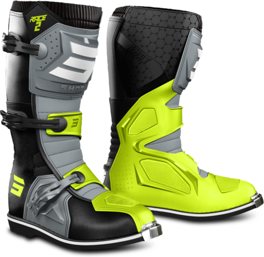 Shot Race Gear Crosstøvler Shot Race 2 Svart-Grå-Neon Gul Shot Race Gear Crosstøvler Shot Race 2 Svart-Grå-Neon Gul