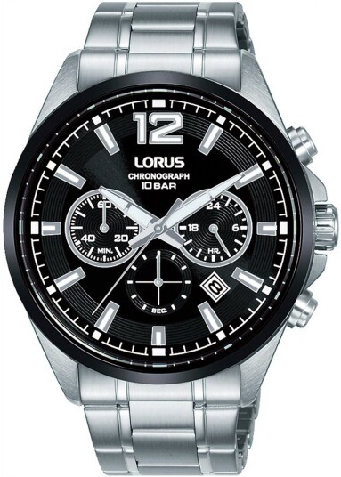 Lorus Herreklokke RT381JX9 Sports Sort/Stål Ø43 mm Lorus Herreklokke RT381JX9 Sports Sort/Stål Ø43 mm