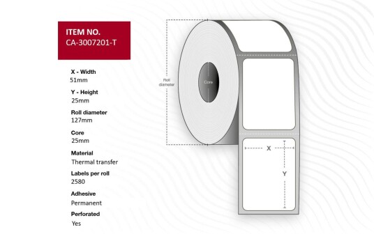 CAPTURE Label 51 x 25mm Core 25mm,
