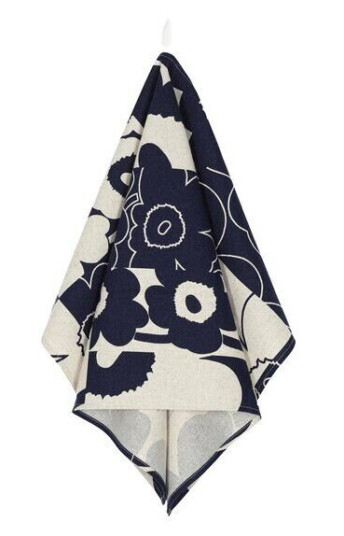 Marimekko Unikko Kollaasi kjøkkenhåndkle 43x70 cm beige/mørkblå