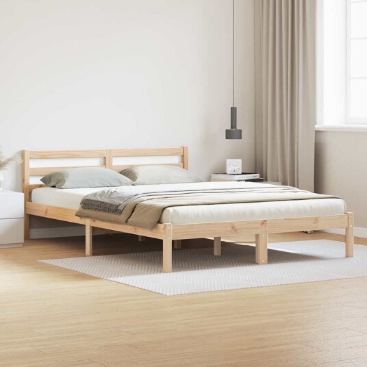 Sengramme med Hodegjerde 160x210 cm Massivt Furutre
