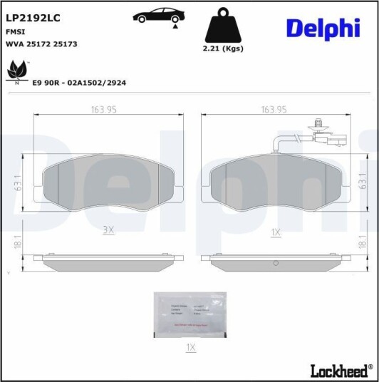 DELPHI LP2192LC Bremseklosser DELPHI LP2192LC Bremseklosser